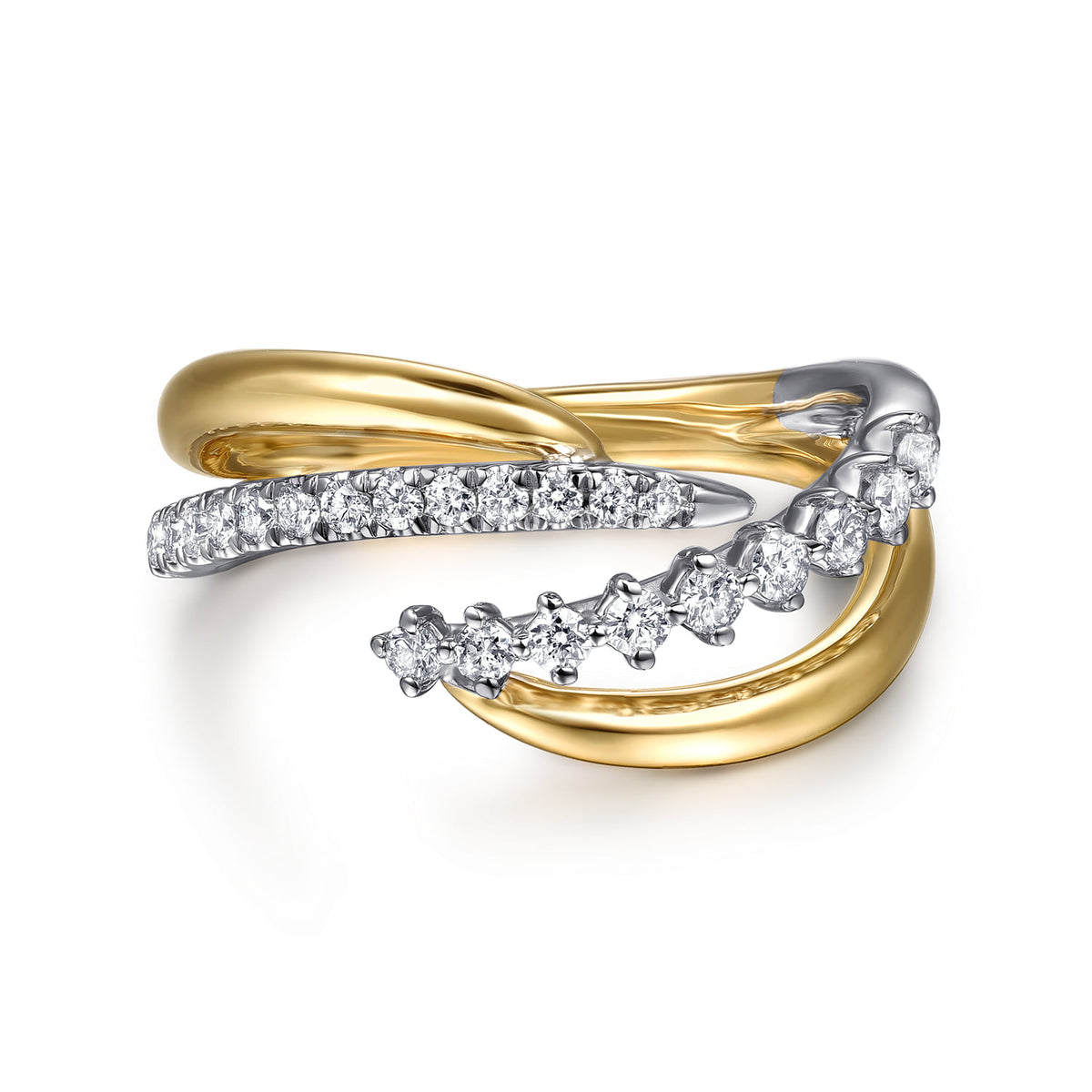 14K White & Yellow Gold Diamond Spike Bypass Ring — Gabriel & Co. LR52968M45JJ