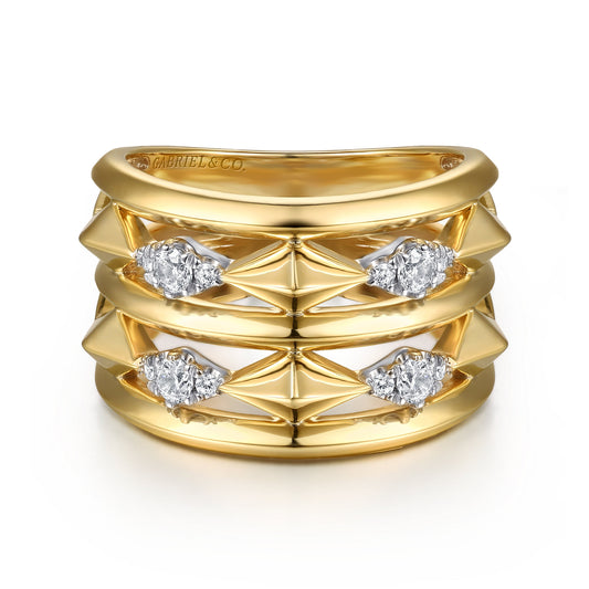 14K White & Yellow Gold Diamond Rhombus Easy Stackable Ring — Gabriel & Co. LR52973M45JJ