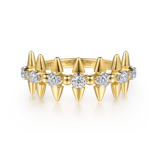 14K Yellow Gold Bujukan and Diamond Bullet Stackable Ring — Gabriel & Co. LR52993Y45JJ