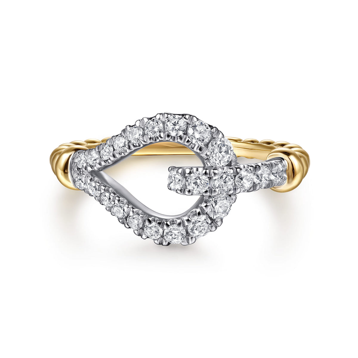 Stirrup Ring 14K White and Yellow Gold Diamond 0.5ct Bujukan — Gabriel & Co. LR53000M45JJ