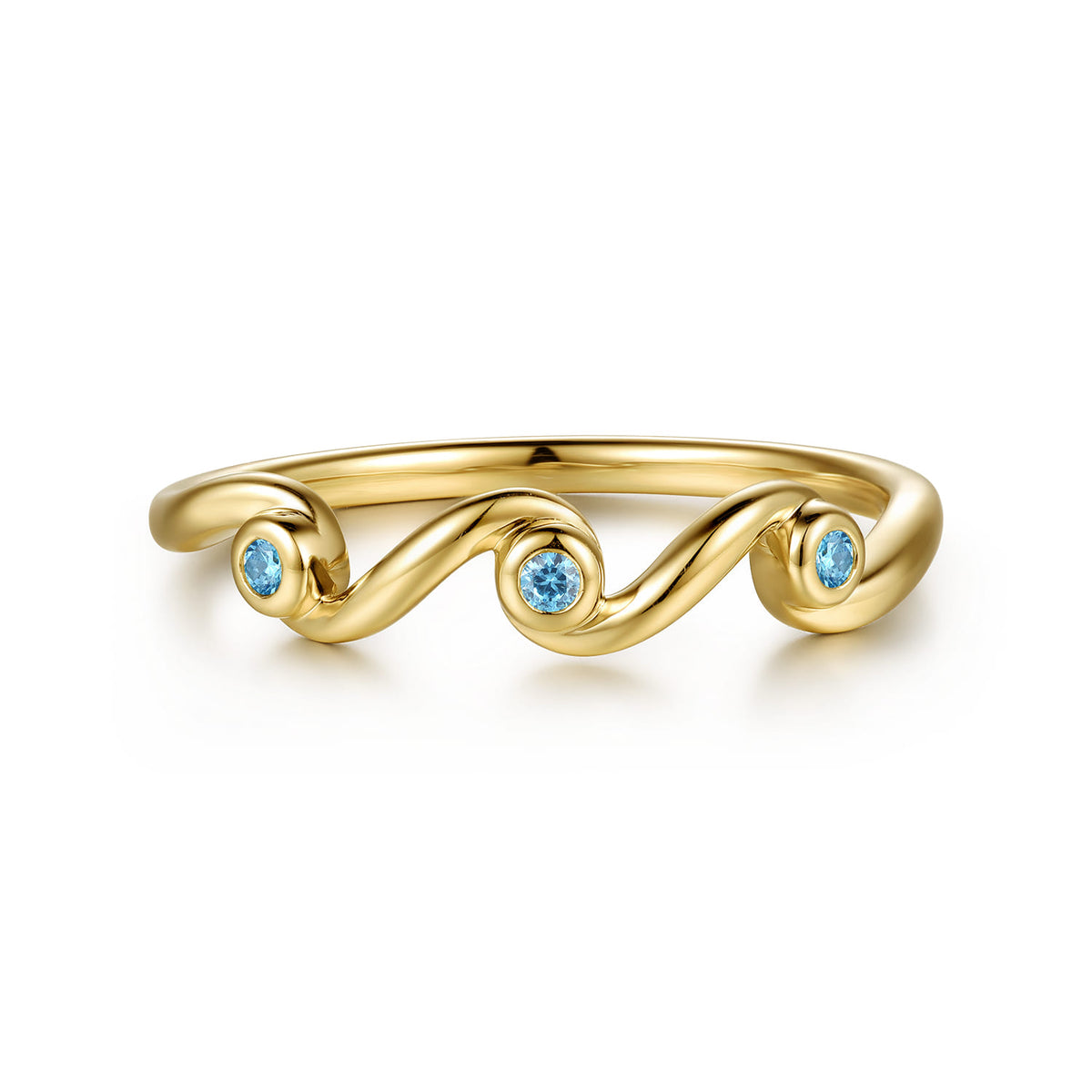 14K Yellow Gold Blue Topaz Twist Stackable Ring — Gabriel & Co. LR53022Y4JBT