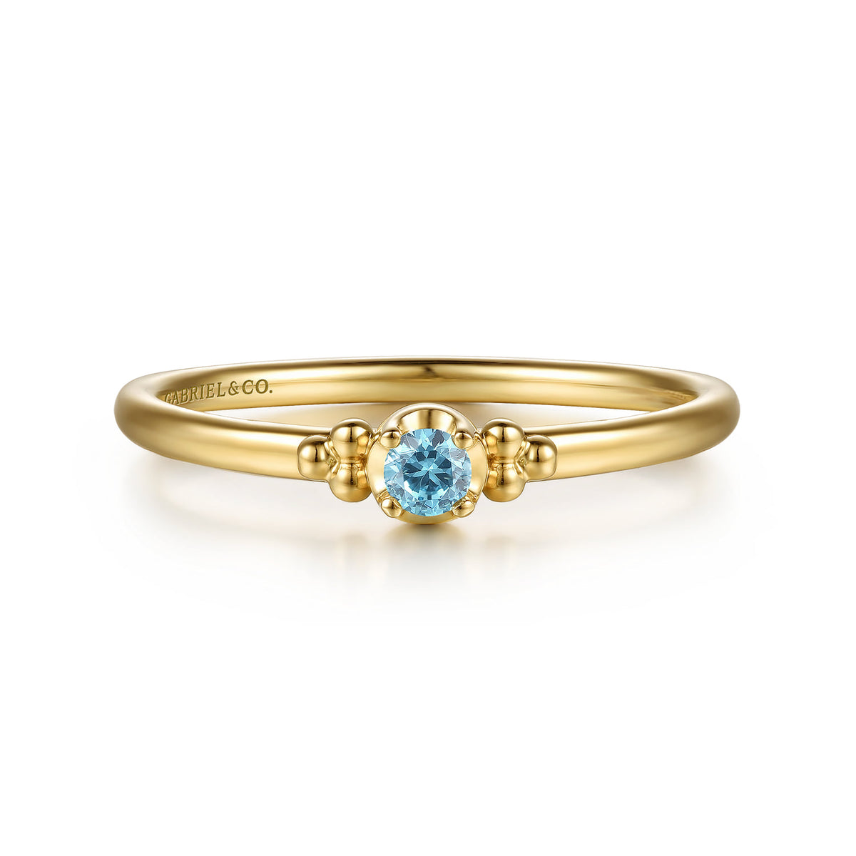 14K Yellow Gold Bujukan Clover and Blue Topaz Stackable Ring — Gabriel & Co. LR53031Y4JBT