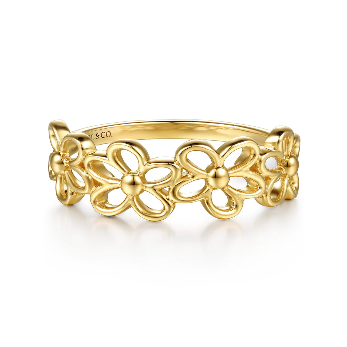 14K Yellow Gold Floral Stackable Ring — Gabriel & Co. LR53041Y4JJJ