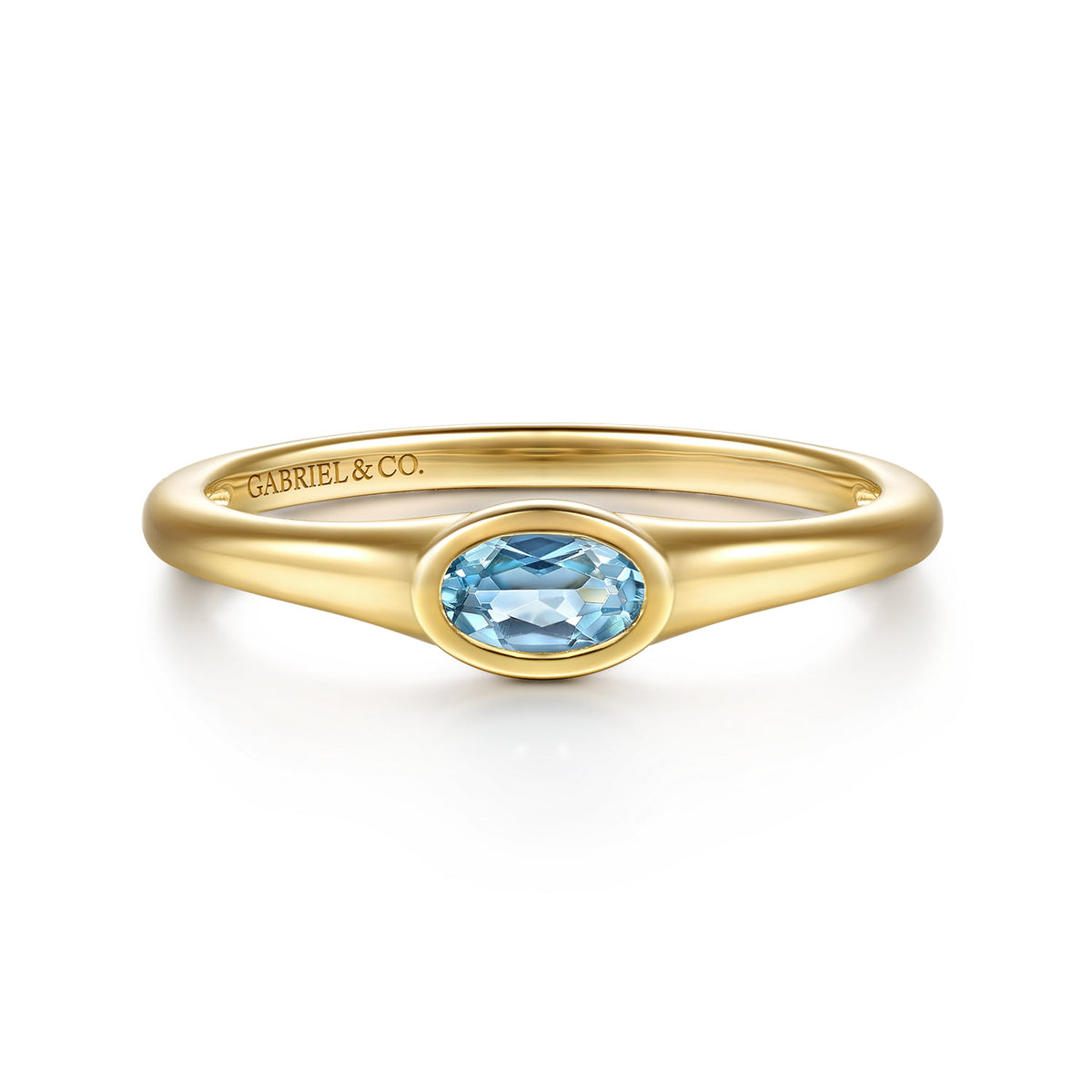 14K Yellow Gold Blue Topaz Signet Ring — Gabriel & Co. LR53043Y4JBT