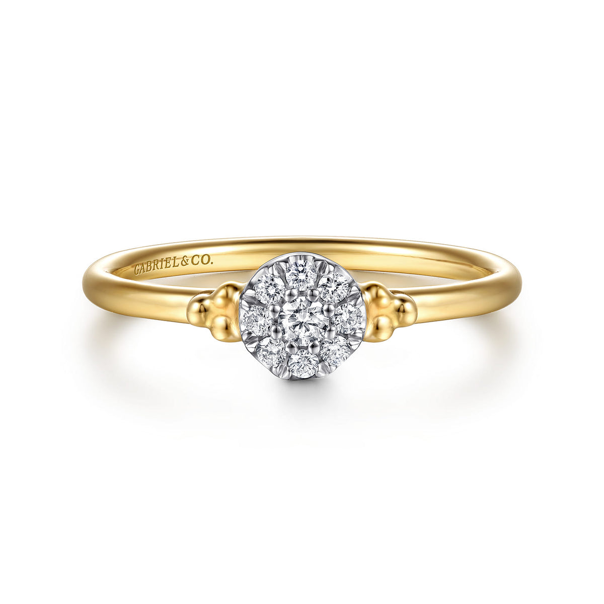 14K White & Yellow Gold Bujukan Diamond Cluster Promise Ring — Gabriel & Co. LR53058M45JJ