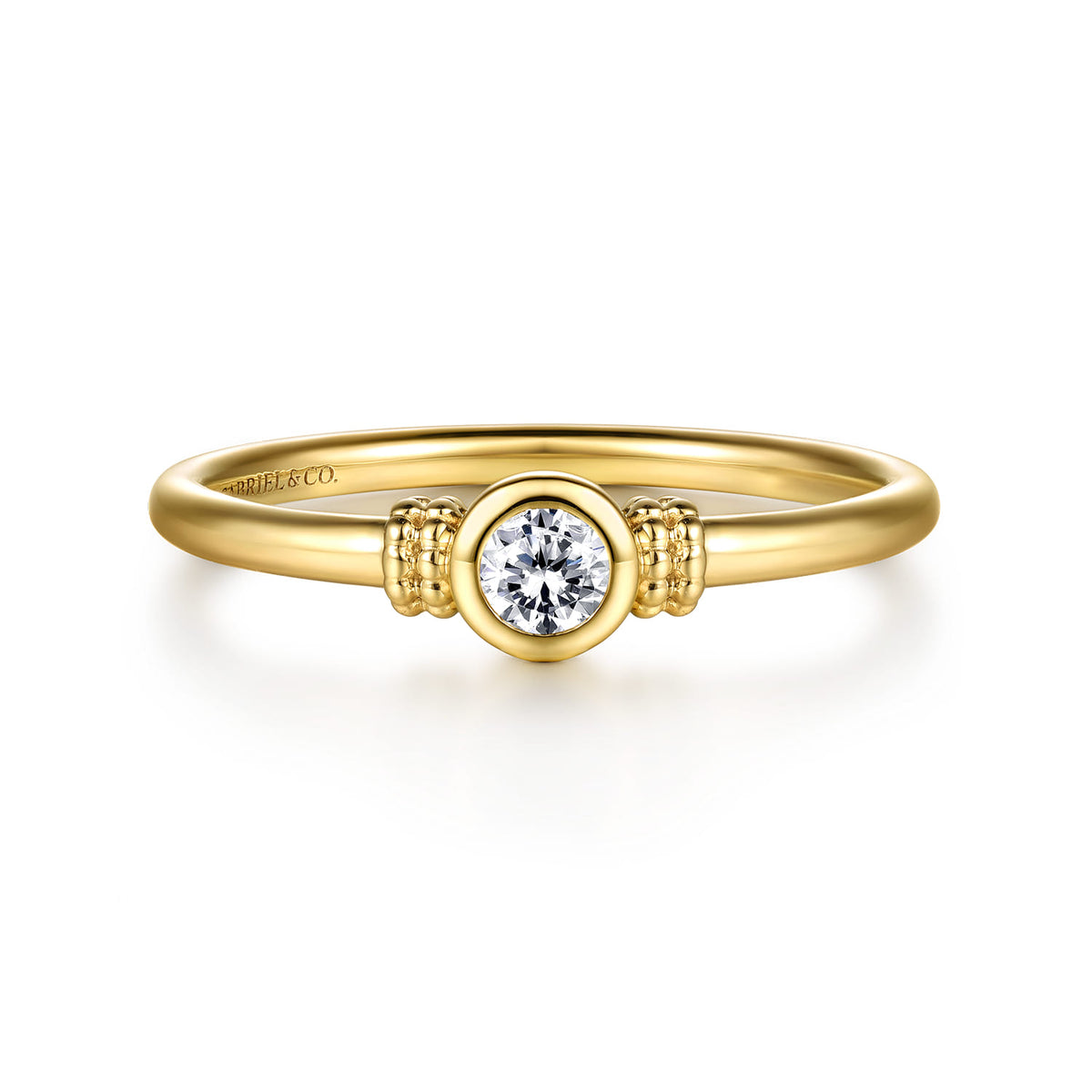 14K Yellow Gold Bujukan White Sapphire Bezel Promise Ring — Gabriel & Co. LR53060Y4JWS