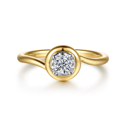 14K White & Yellow Gold White Sapphire Bezel Promise Ring — Gabriel & Co. LR53062M4JWS