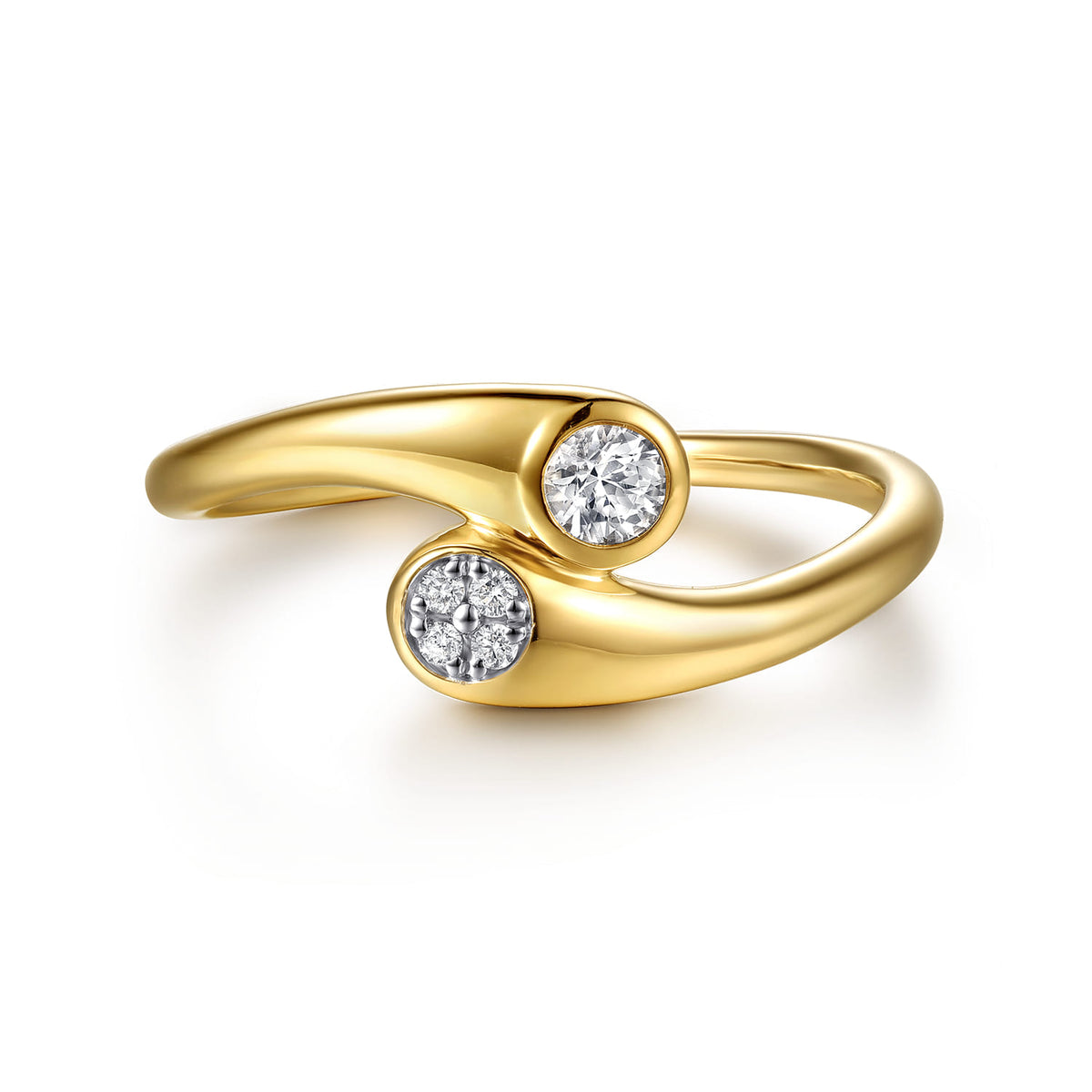14K Yellow Gold Diamond and White Sapphire Bypass Promise Ring — Gabriel & Co. LR53064Y45WS