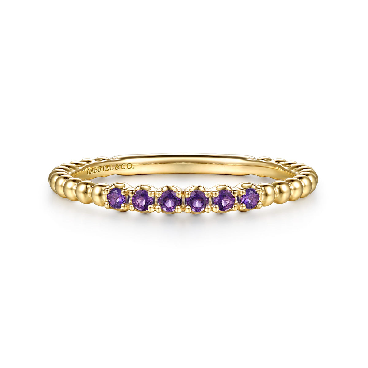 14K Yellow Gold Bujukan Bead and Amethyst Stackable Ring — Gabriel & Co. LR53084Y4JAM