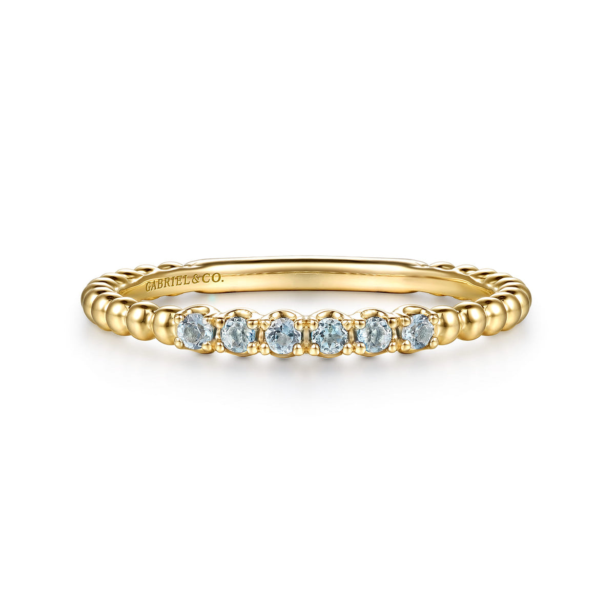 14K Yellow Gold Bujukan Bead and Blue Topaz Stackable Ring — Gabriel & Co. LR53084Y4JBT