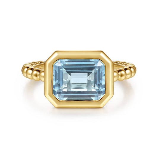 14K Yellow Gold Bujukan and Aquamarine Stackable Ring — Gabriel & Co. LR53090Y4JAQ