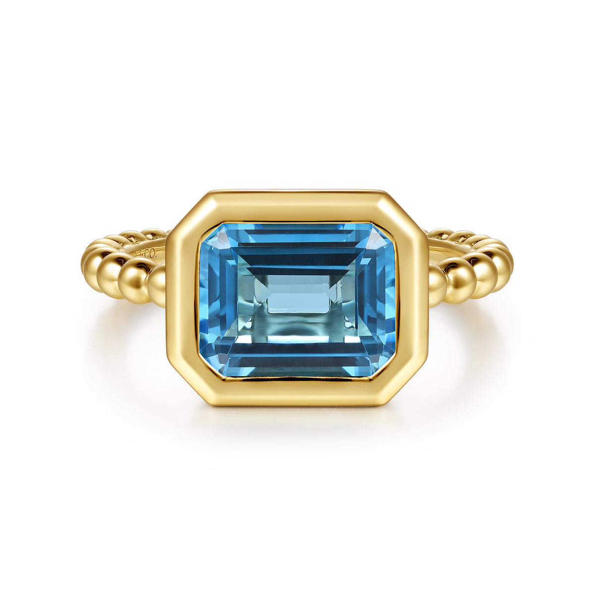 14K Yellow Gold Bujukan and Blue Topaz Stackable Ring — Gabriel & Co. LR53090Y4JBT