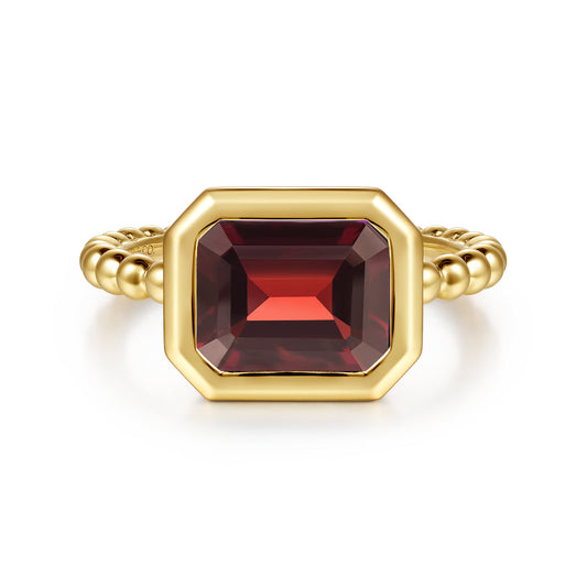 14K Yellow Gold Bujukan and Garnet Stackable Ring — Gabriel & Co. LR53090Y4JGN