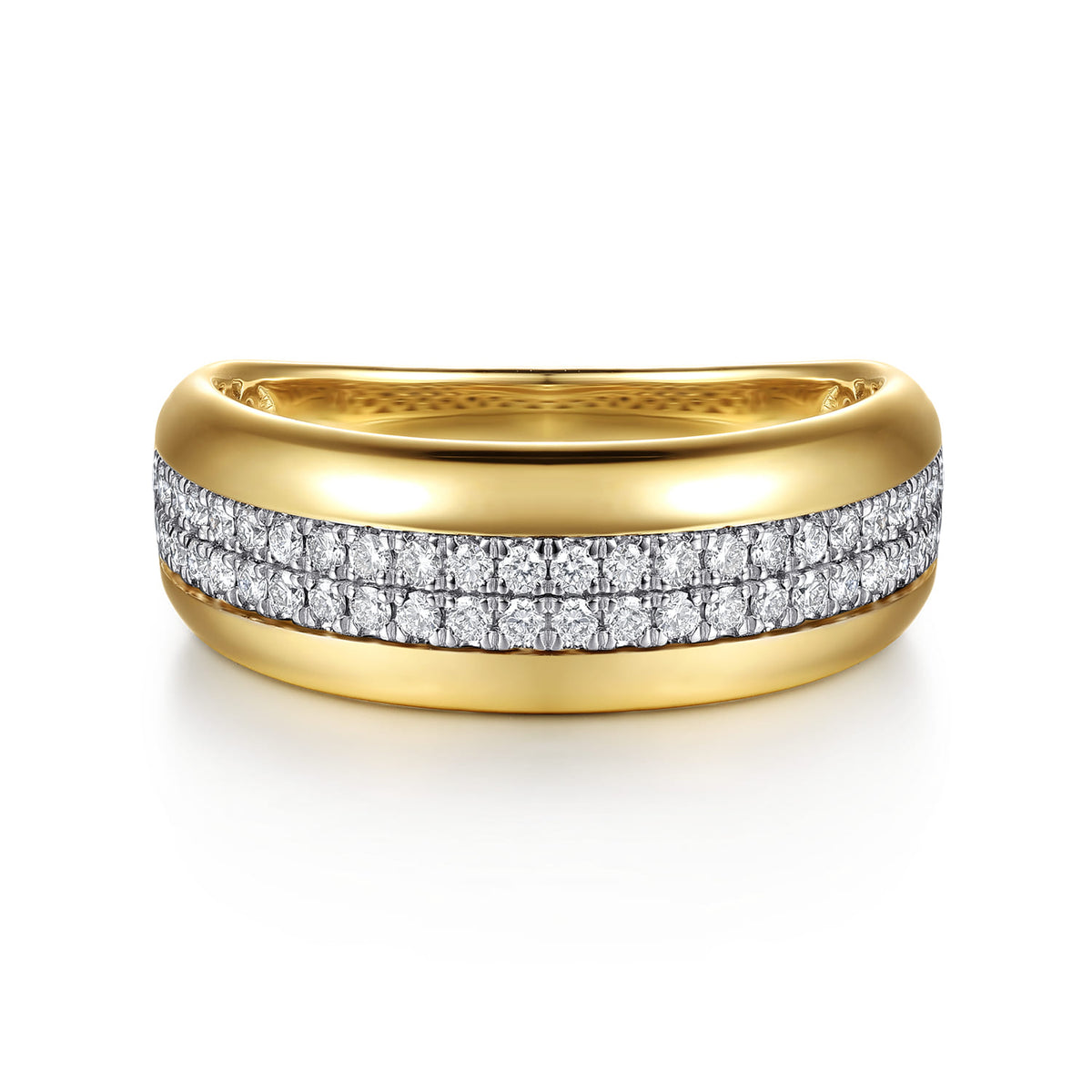 14K White&Yellow Gold Double Row Diamond Wide Band Ring — Gabriel & Co. LR53091M45JJ