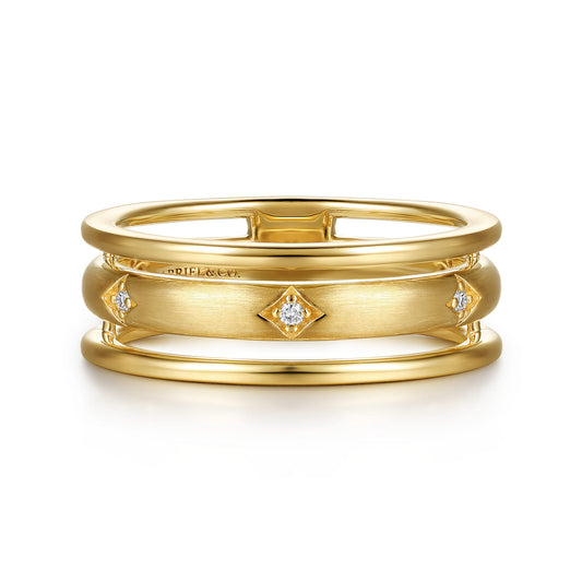 14K Yellow Gold Diamond Station Easy Stackable Ring — Gabriel & Co. LR53097Y45JJ