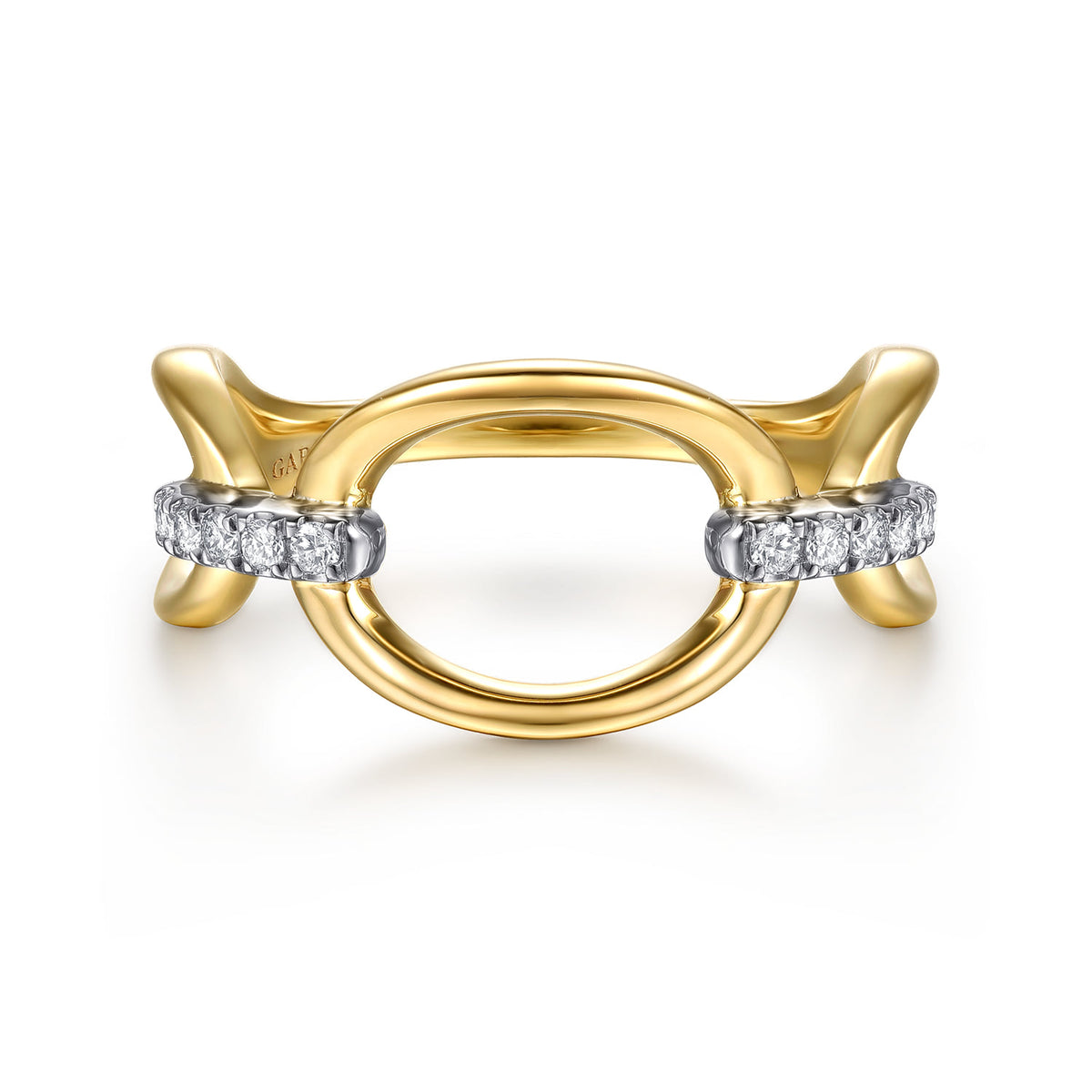 14K White & Yellow Gold Diamond Oval Link Chain Ring — Gabriel & Co. LR53100M45JJ