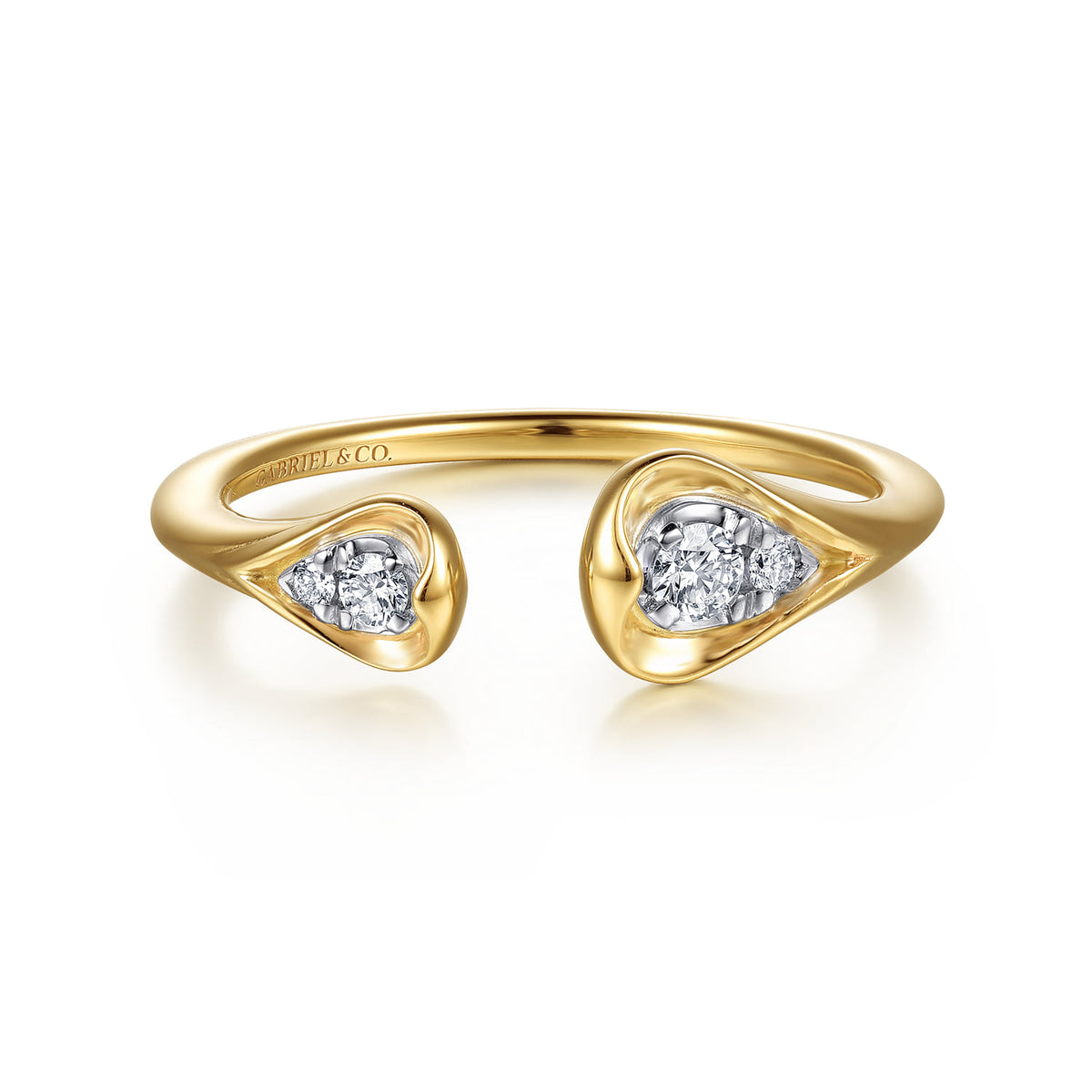 14K White & Yellow Gold Diamond  Pear Open Ring — Gabriel & Co. LR53101M45JJ