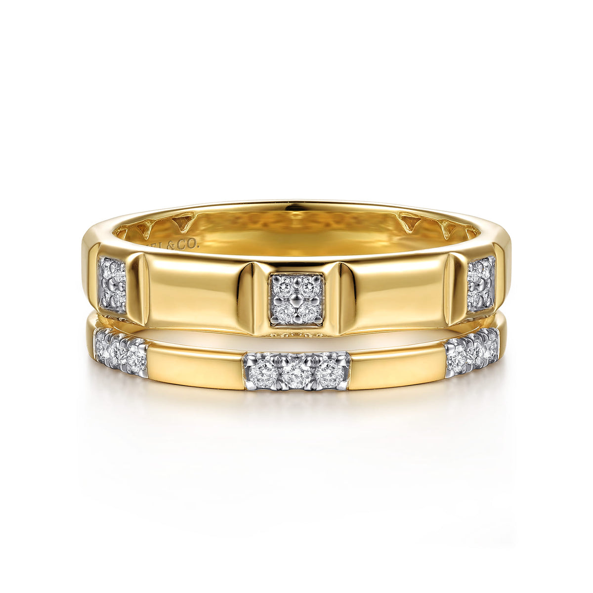 14K Yellow Gold Diamond and Half Cube Easy Stackable Ring — Gabriel & Co. LR53107Y45JJ