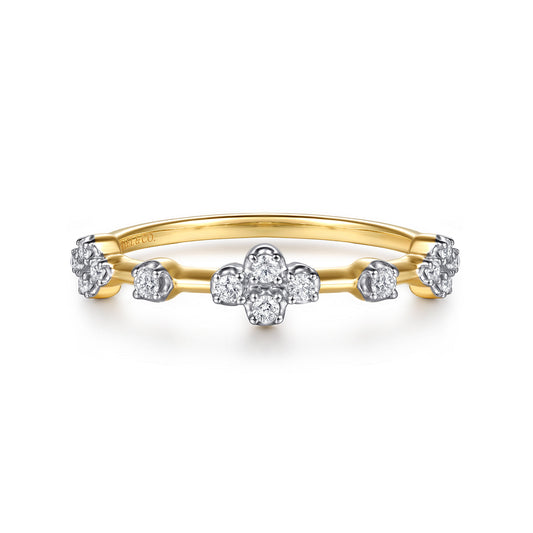 14K Yellow Gold Diamond Clover Station Stackable Ring — Gabriel & Co. LR53109Y45JJ
