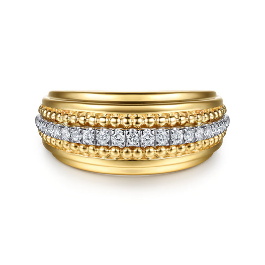 14K White & Yellow Gold Bujukan Diamond Wide Band Ring — Gabriel & Co. LR53110M45JJ