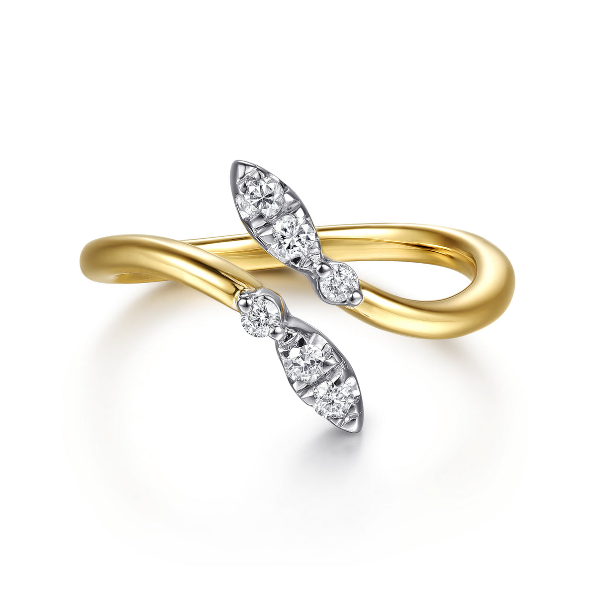 14K White & Yellow Gold Diamond  Marquise Bypass Ring — Gabriel & Co. LR53118M45JJ