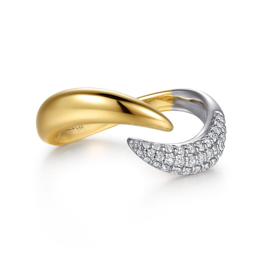 14K White&Yellow Gold Diamond Pave Bypass Ring — Gabriel & Co. LR53119M45JJ