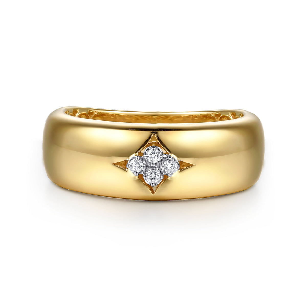 14K White and Yellow Gold Diamond Clover Wide Band Ring — Gabriel & Co. LR53120M45JJ