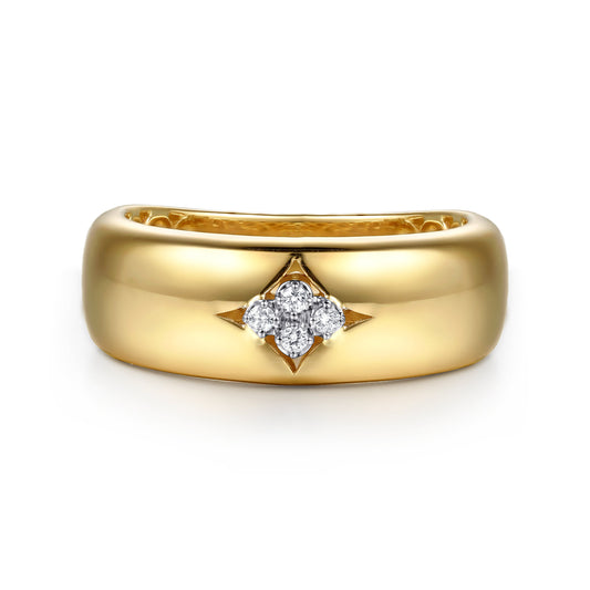 14K White and Yellow Gold Diamond Clover Wide Band Ring — Gabriel & Co. LR53120M45JJ