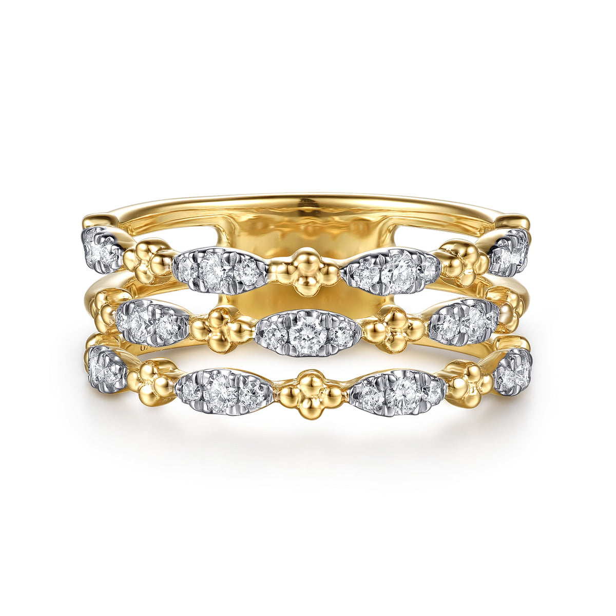 14K Yellow Gold Bujukan Clover and Diamond  Marquise Easy Stackable Ring — Gabriel & Co. LR53125Y45JJ