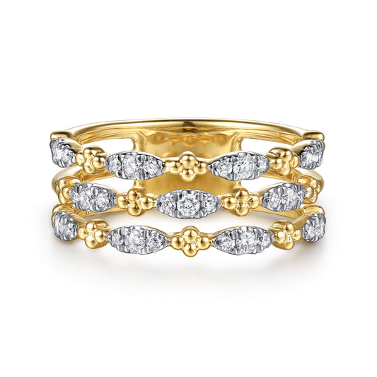 14K Yellow Gold Bujukan Clover and Diamond  Marquise Easy Stackable Ring — Gabriel & Co. LR53125Y45JJ