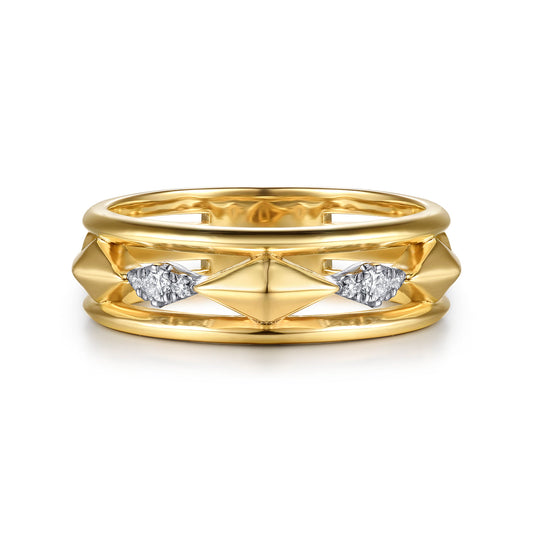 14K White and Yellow Gold Graduating Diamond Rhombus Shape Easy Stackable Ring — Gabriel & Co. LR53126M45JJ
