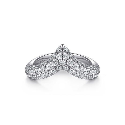 14K White Gold Diamond Pave Chevron Pinkie Ring — Gabriel & Co. LR53129W45JJ
