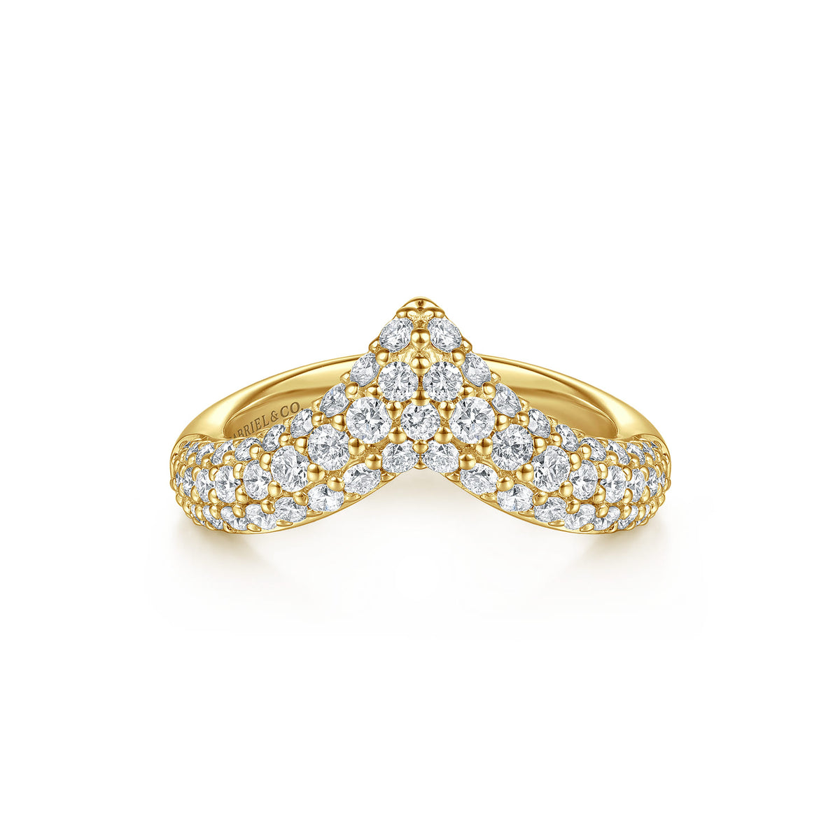 14K Yellow Gold Diamond Pave Chevron Pinkie Ring — Gabriel & Co. LR53129Y45JJ