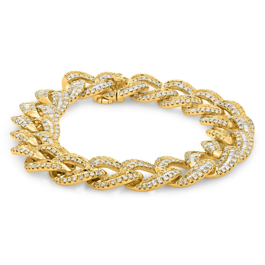 Yellow Gold Chain Diamond Bracelet — view 1