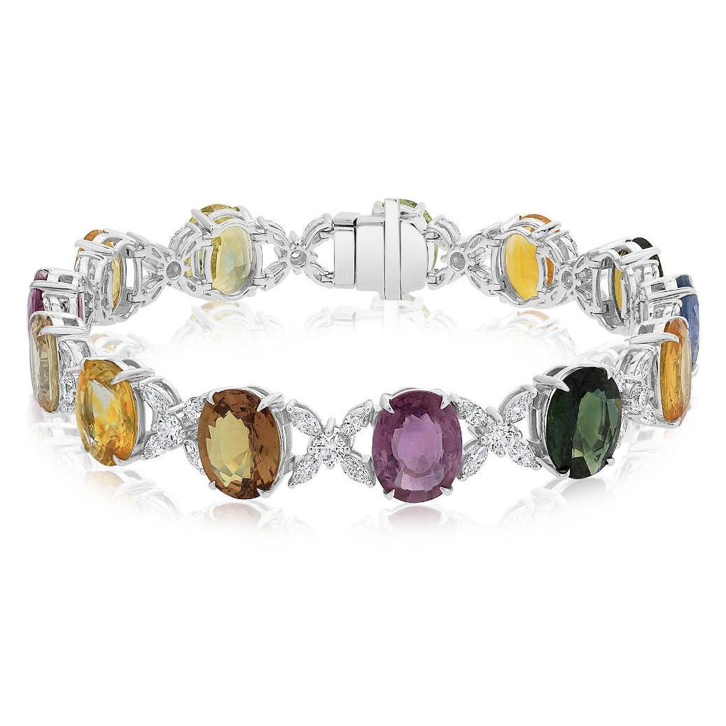Multi Colored Sapphire and Diamond Bracelet — view 1