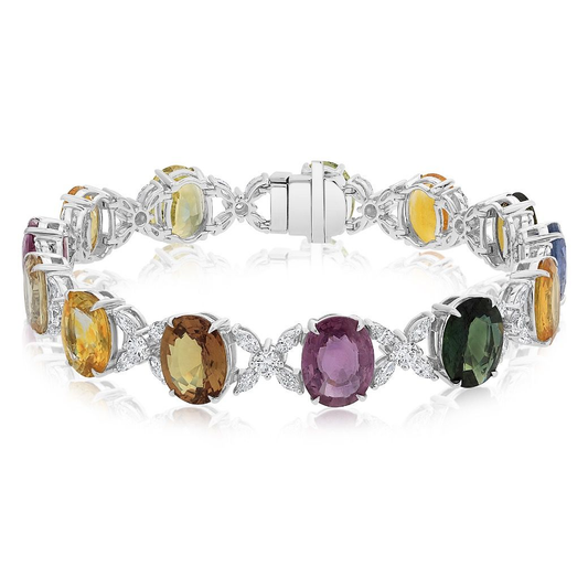 Multi Colored Sapphire and Diamond Bracelet — view 1