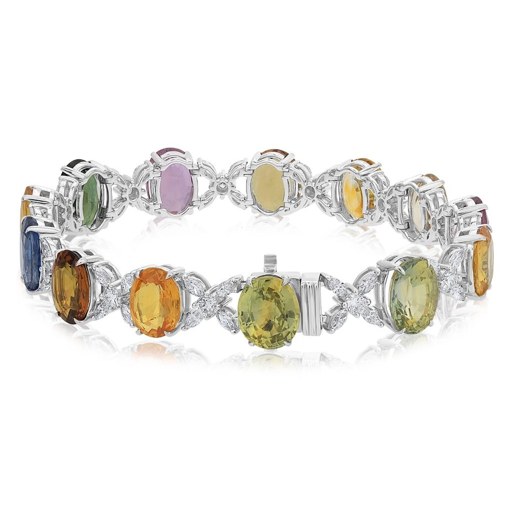 Multi Colored Sapphire and Diamond Bracelet — view 2