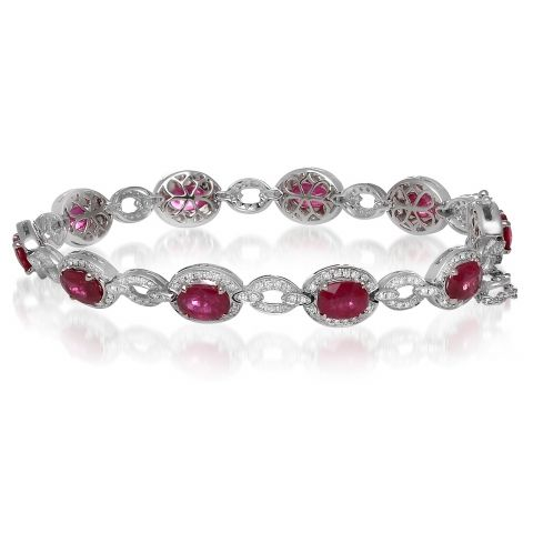 Oval Ruby & Diamond Link Bracelet — view 1
