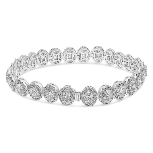Platinum Oval Diamond Bracelet — view 1