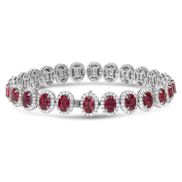 Four Prong Ruby Halo Bracelet — view 2