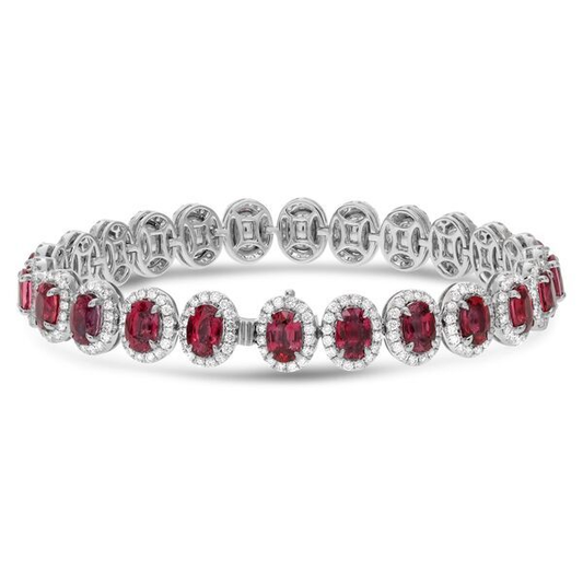 Four Prong Ruby Halo Bracelet — view 2