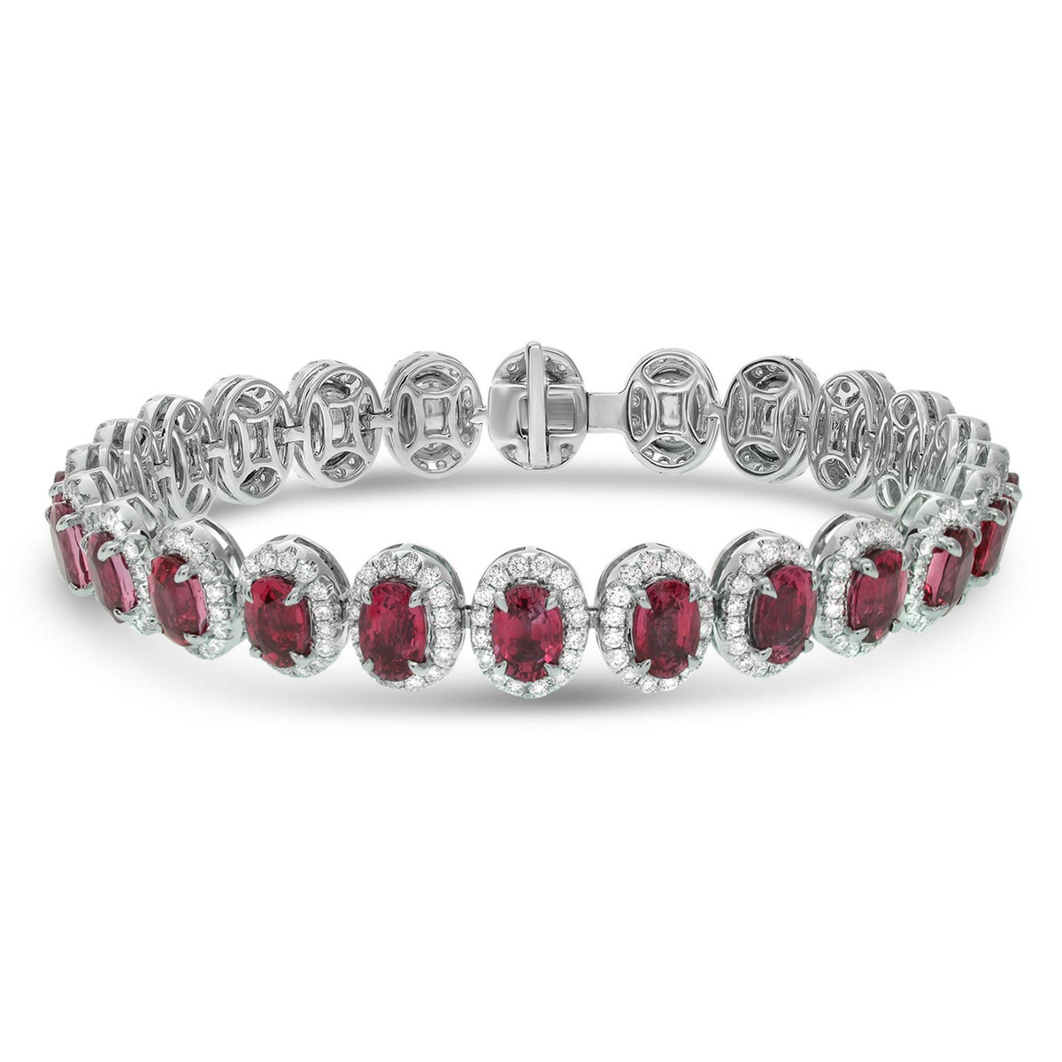 Four Prong Ruby Halo Bracelet — view 3