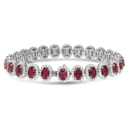 Four Prong Ruby Halo Bracelet — view 4