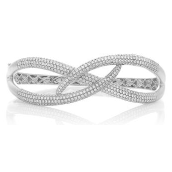 White Gold & Diamond Overlapping Bangle — view 1
