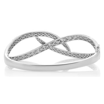 White Gold & Diamond Overlapping Bangle — view 2
