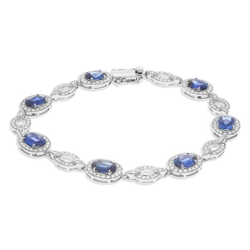 Oval Sapphires and Open Oval Diamonds Bracelet — view 1