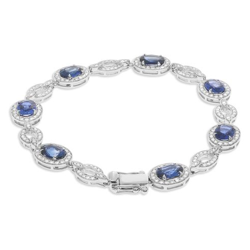 Oval Sapphires and Open Oval Diamonds Bracelet — view 2