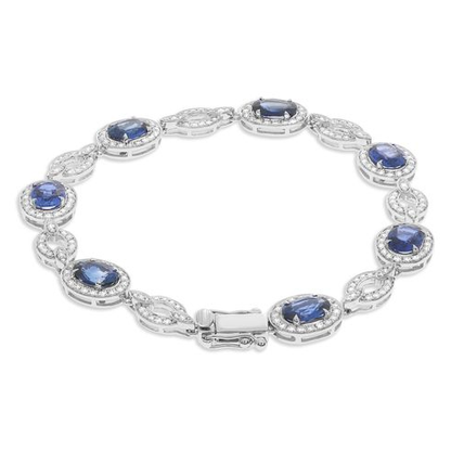Oval Sapphires and Open Oval Diamonds Bracelet — view 2
