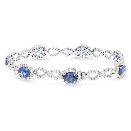 White Gold Sapphire and Diamond Infinity Bracelet — view 2