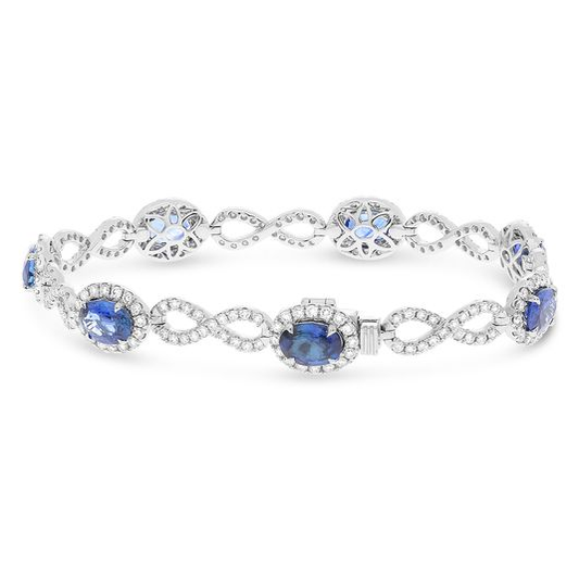 White Gold Sapphire and Diamond Infinity Bracelet — view 2